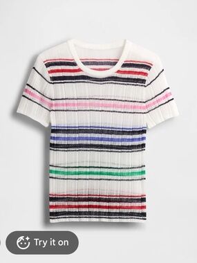 GAP Sheer Rib Sweater T-shirt with Multicolor Stripes